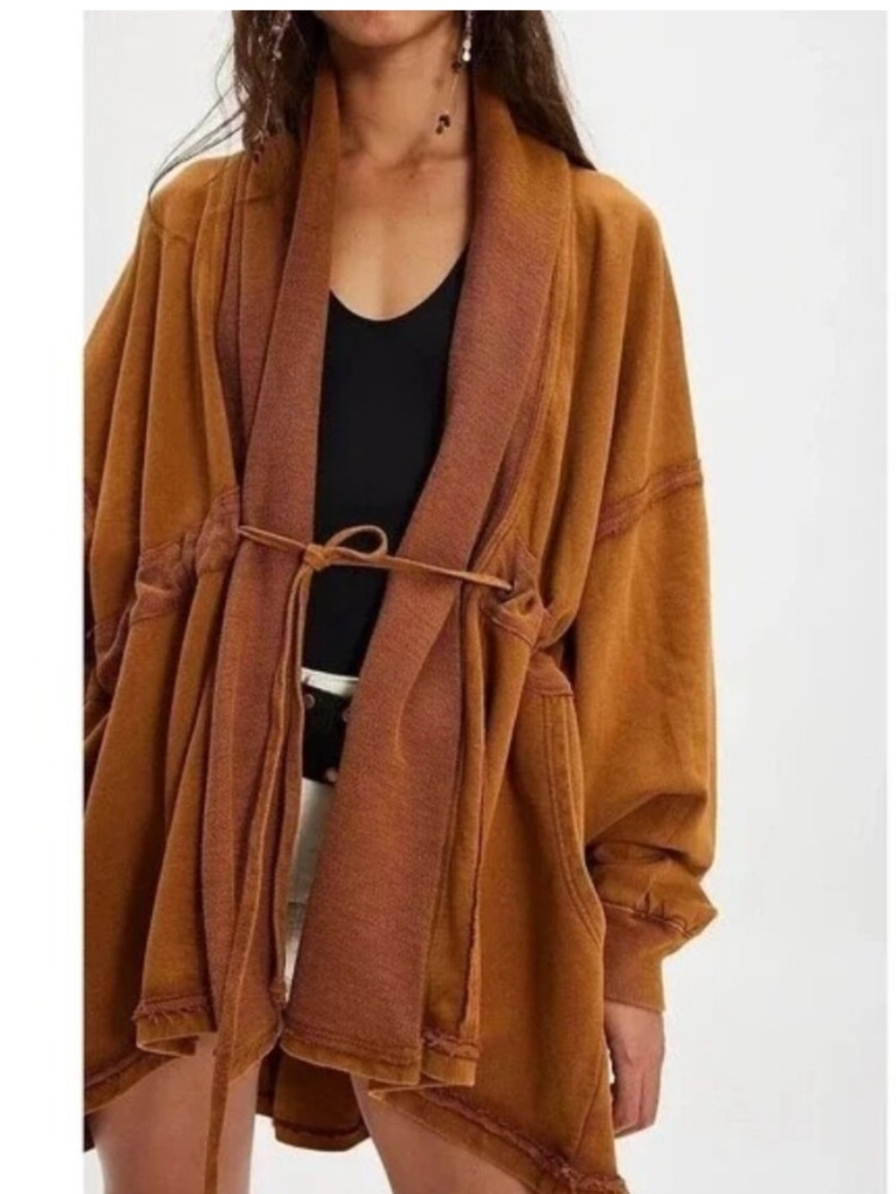 Free People Boothbay Oversized Sweatshirt Cardigan Jacket Slouchy Cocoon Boho XS